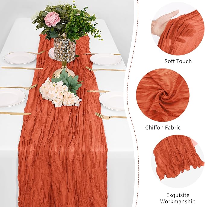 12 Pack Orange Cheesecloth Table Runner 17 x 108 Inch Gauze TableRunner Fabric - Image 5