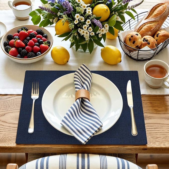 Faux Leather Heat Resistant Placemats 6 Packs, Waterproof Wipeable Dining PU - Image 8