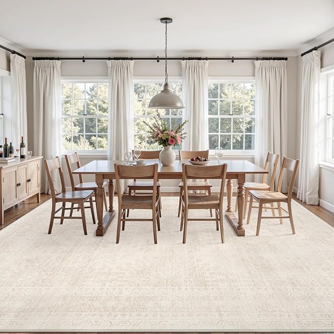 4x6 Area Rugs for Living Room: Vintage Boho Neutral Washable Rug Indoor Soft - Image 9