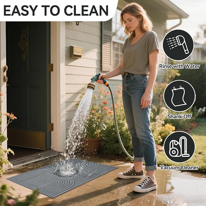 Front Door Mat 17''x30'', Absorbent Dirt Resist Washable Non Slip Low-Profile - Image 7