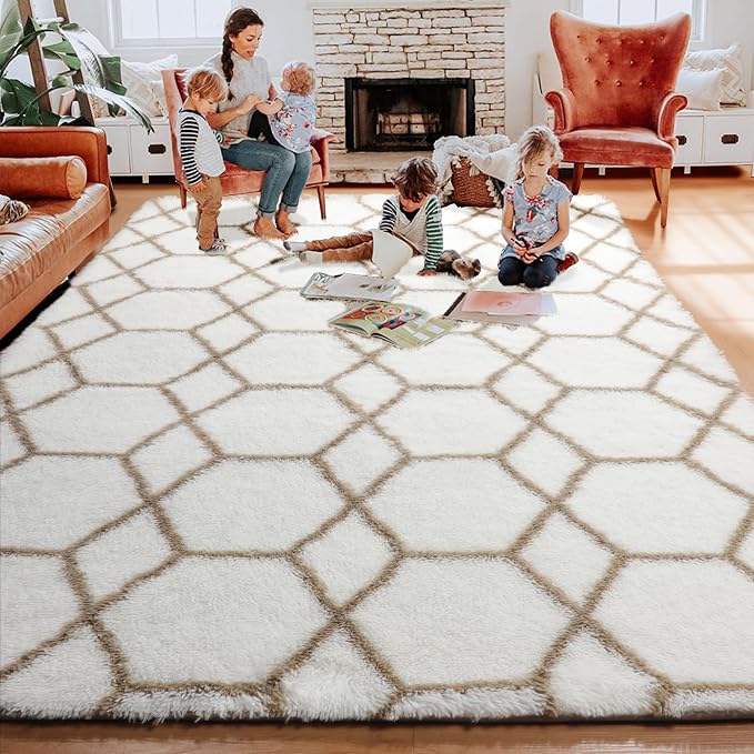 ONASAR Large Area Rugs for Living Room, 7x10 White and Beige Bedroom Rug - Image 7