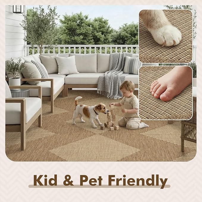 MontVoo-Outdoor Rug Carpet Patio Rug 6x9 ft Polypropylene Indoor Outdoor Rugs - Image 6
