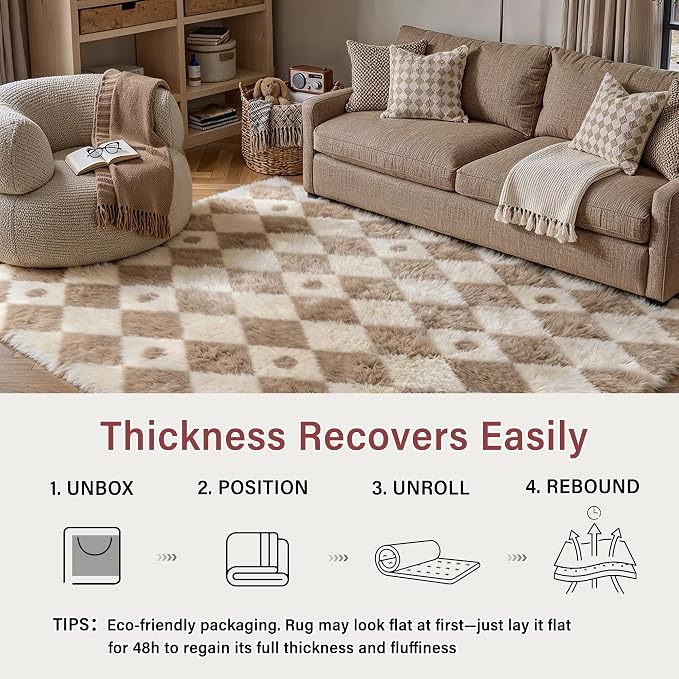 PureCozy Brown 4x6 Area Rug for Living Room Washable Non Slip Neutral Soft - Image 6