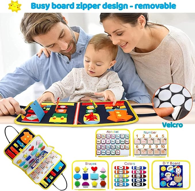 MORNOR Busy Board Montessori Toys for Toddlers Sensory Toys Gifts for 1 2 3 4 Year Old Girls & Boys Preschool Learning Activities Educational Travel Toy for Fine Motor Skills (Blue)