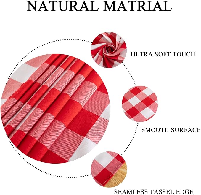 ShinyBeauty Red & White Buffalo Plaid Runners 120 inches Long Classic Farmhouse - Image 3