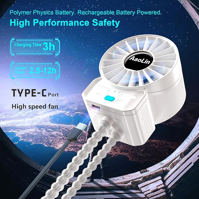 2 Pack Multifunctional Portable Stroller Fan 4 Speed 6600rpm High Speed Usb Rechargeable Personal Mini Handheld Fan Extended Tripod For Desktop Winding Kids Bed Treadmill Bike Golf Cart Outdoor Travel