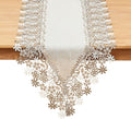 Natural Beige Floral Lace Table Runner Dresser Scarf | Rustic Farmhouse Style by Winotic