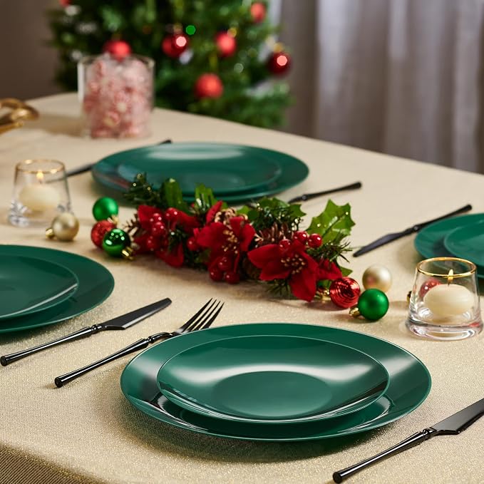 PLASTICPRO 128 Piece Combo Plates Christmass Set includes 64-7'' inch Plates & - Image 2