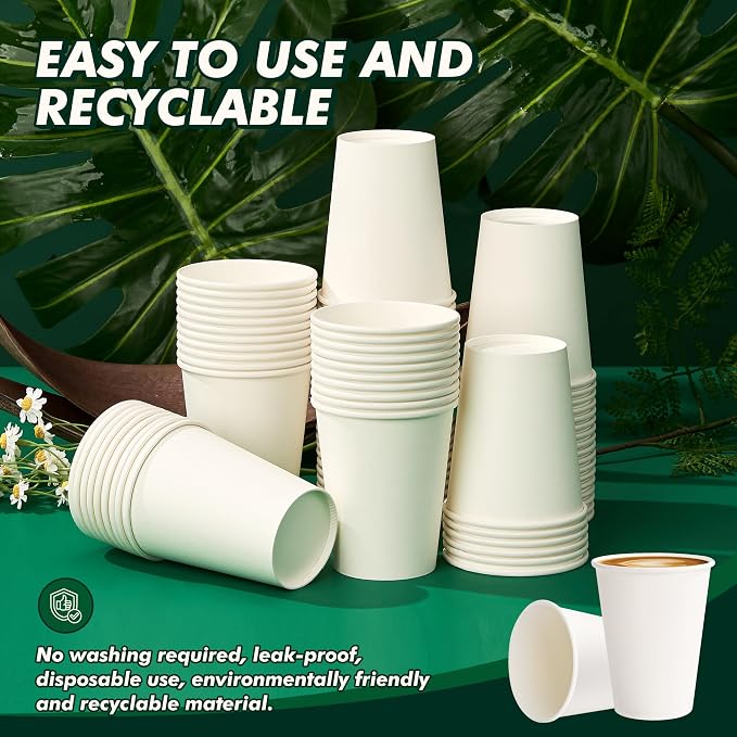 12 oz Paper Coffee Cups, 300 Pack, Hot Coffee Cup, To Go Cups, - Image 4