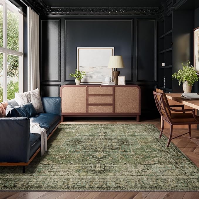 9x12 Area Rugs for Living Room: Washable Bedroom Rug Boho Vintage Rugs Stain - Image 7