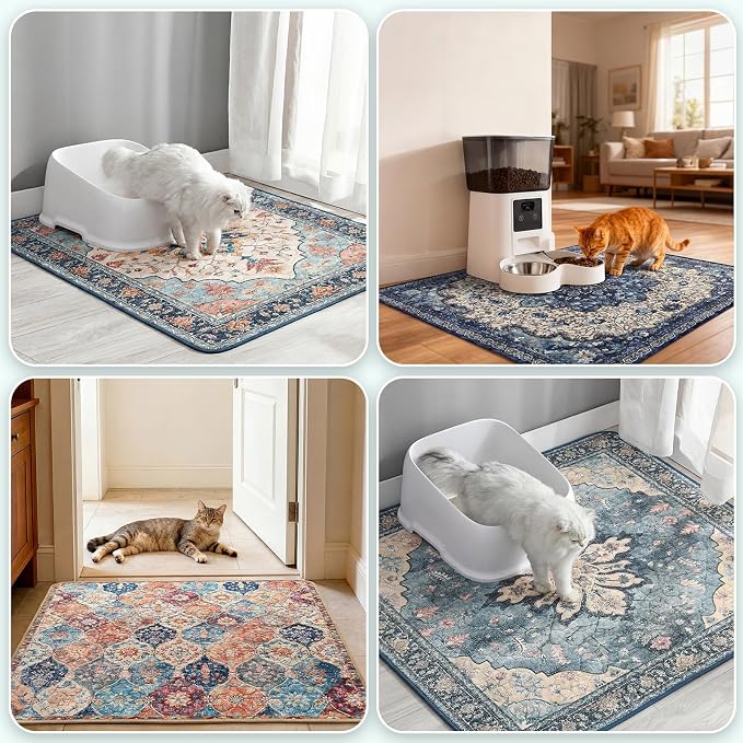 Hompet Cat Litter Mat 2 Pack, 36x60 Large Machine Washable Trapping Mats - Image 4