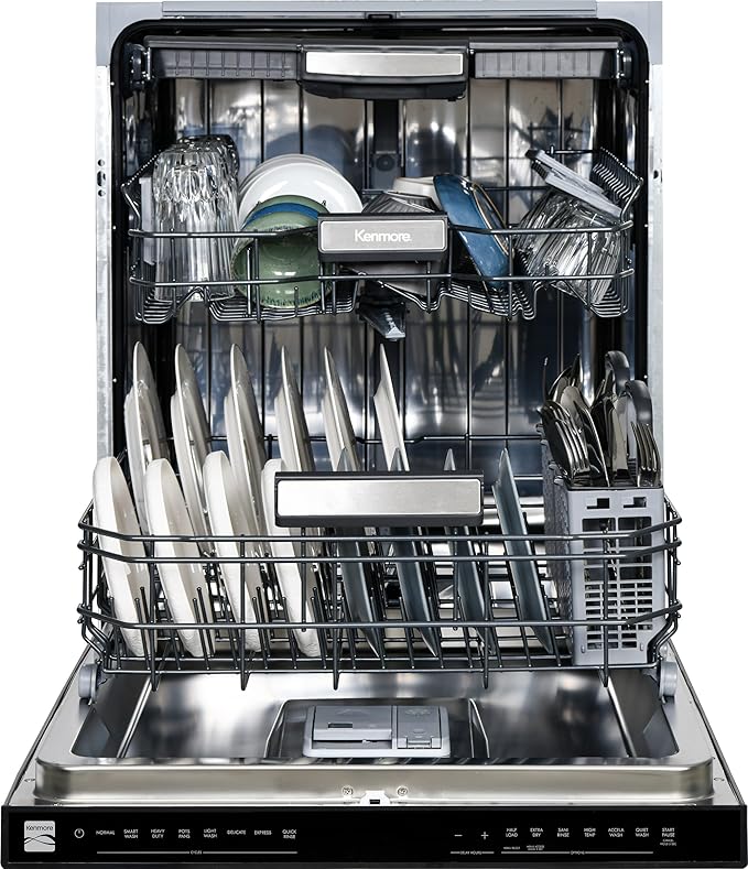 Kenmore 24" Built-in Stainless Steel Tub Dishwasher EasyFlex 3rd, SmartWash, UltraWash, TurboDry, MoreSpace Plus Adjustable Rack, Energy Star Certified, White