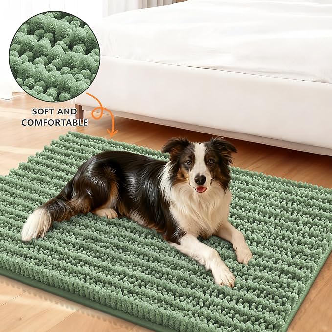Smiry Dog Door Mat for Muddy Paws 24x16, Absorbent Dirt Trapper, Non-Slip - Image 2