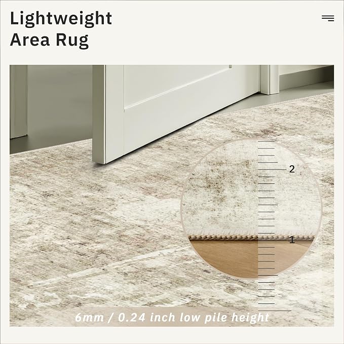 Soalmost 5x8 Area Rugs Beige Gray Low Pile Indoor Washable Trendy Faded Style - Image 7