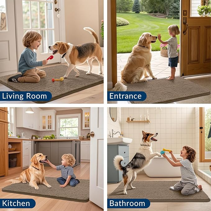 Smiry Dog Door Mat for Muddy Paws 40x24, Absorbent Dirt Trapper, Non-Slip - Image 7