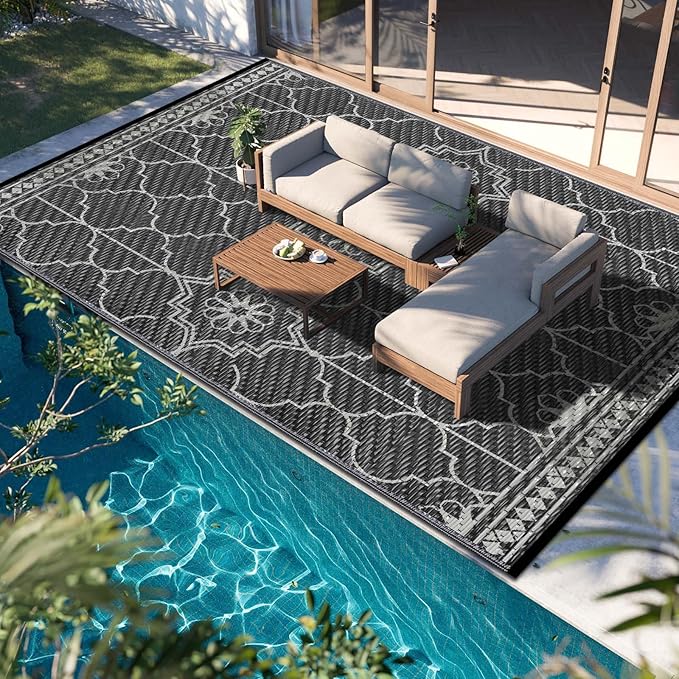 Outdoor Rug 10x14Ft, Waterproof Outdoor Patio Rug by Capybland