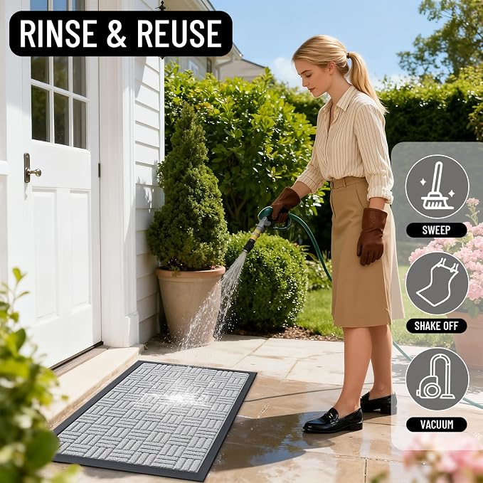 OLANLY Front Door Mat Outside Entrance 47x17, Heavy Duty Sturdy Natural Rubber - Image 8