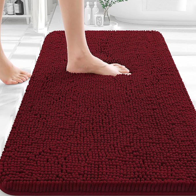 OLANLY Bathroom Rugs 35x24, Extra Soft Absorbent Chenille Bath Rugs, Rubber by OLANLY
