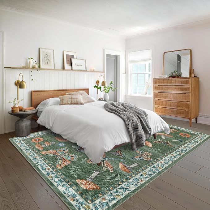 Mushroom Washable 8x10 Rug for Living Room Non Slip 8 x 10 Rug for Bedroom - Image 2