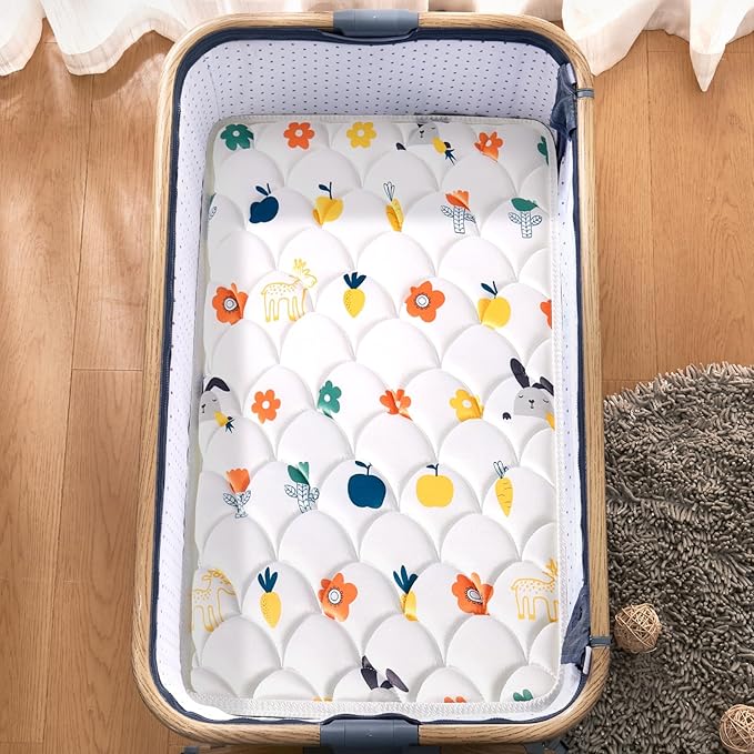 Baby Bassinet Mattress 33 x 19 inches- Firm Support and Comfort Premium Foam,Noiseless and Odorless,Hypoallergenic Small Crib Mattress, Fits Moses Basket, Dual Sided with Soft Breathable Fabric