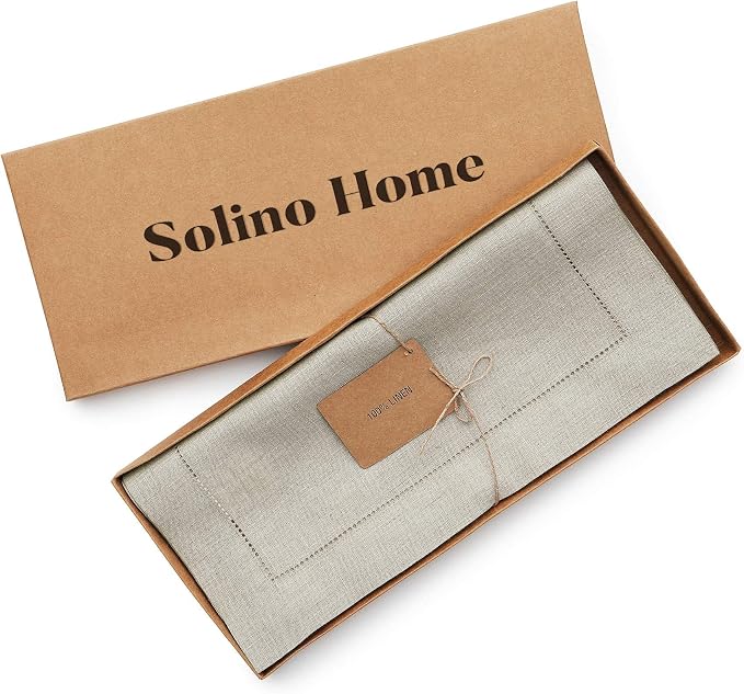 Solino Home 100% Pure Linen Dining Table Runner Natural Woven, 14 x 72 in | - Image 5