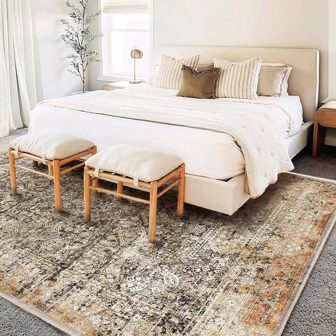 CHAMPLANT Area Rug 10'x14' Washable Vintage Traditional Mat Distressed Indoor - Image 2