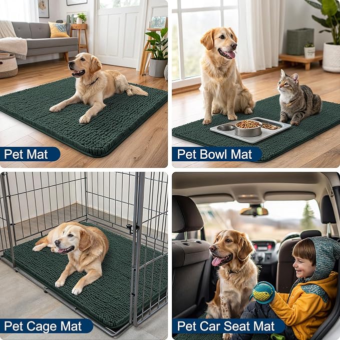 Smiry Dog Door Mat for Muddy Paws 59x35, Absorbent Dirt Trapper, Non-Slip - Image 6
