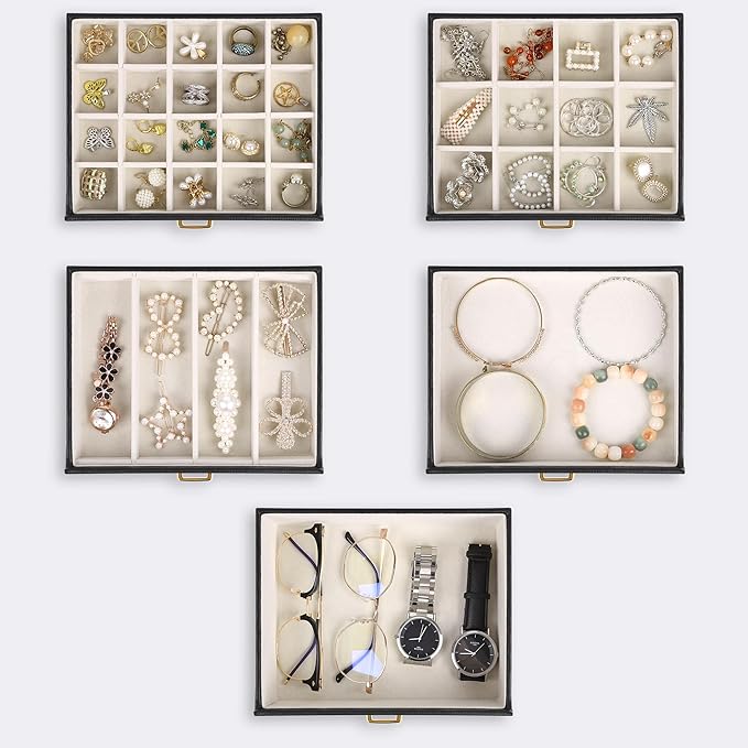 Kendal Extra Large Jewelry Box Jewelry Case PU Leather 6 Tier 5 Drawers Large Storage Capacity with Mirror Jewelry Storage Organizer Great Gift Also Good For Watches LJC-SHD5BK (black)