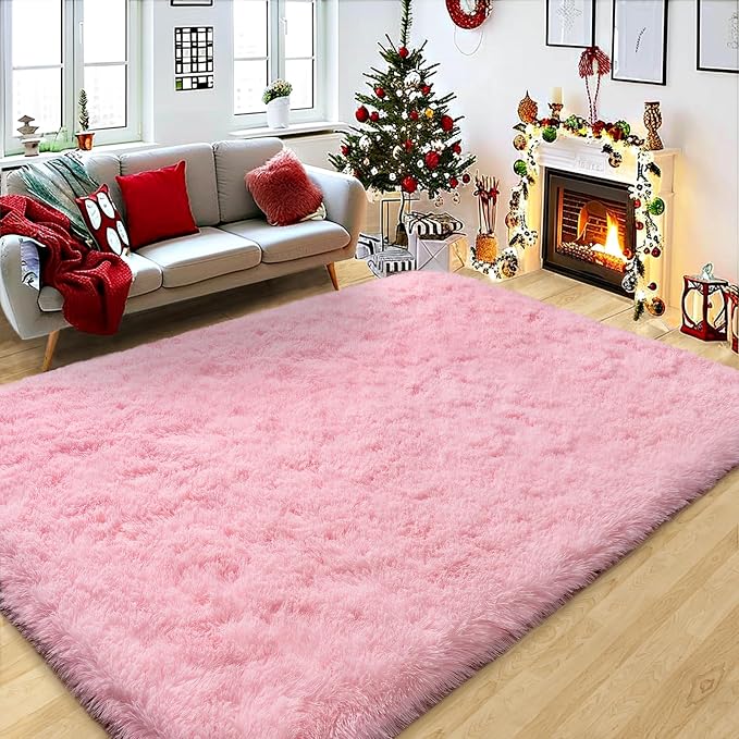 Pink Fluffy Shag Area Rug 8x10 - Image 9