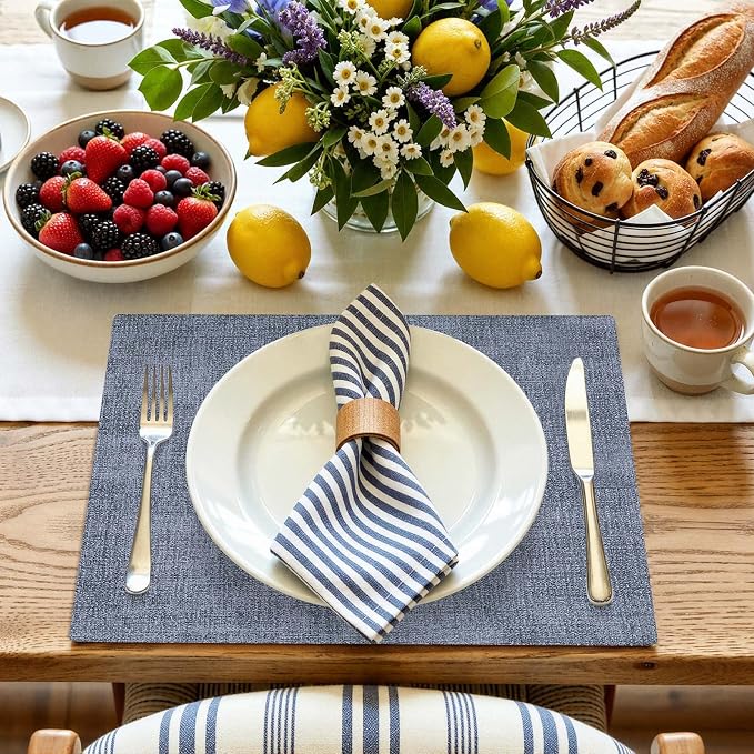 Faux Leather Heat Resistant Placemats 12 Packs, Waterproof Wipeable Dining PU - Image 8
