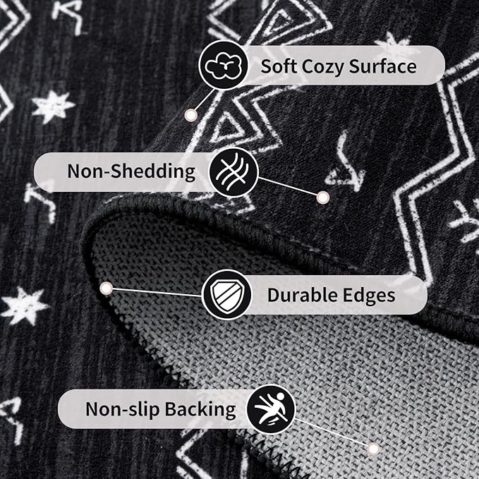 SERISSA 3x5 Area Rugs for Living Room, Washable Non-Slip Black and White Small - Image 4