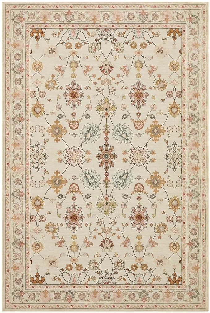 Rugxara Floral Rug for Living Room Bedroom, 5x7 Washable Rug, Vintage Boho Area - Image 9