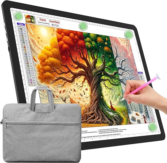 TOHETO A3 Light Board with Bag for Diamond Painting, Super Bright Magnetic Light Pad with Side Buttons, Lightbox for Tracing and Drawing, Corded Light Table for Sketching, Weeding Vinyl (Black)