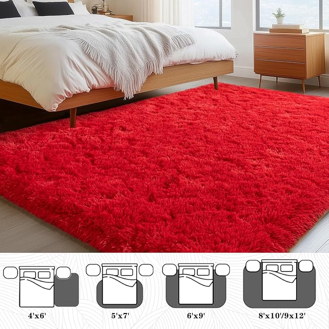 Large Shag Rugs 6 x 9, Soft Fuzzy Plush Carpet - Image 5