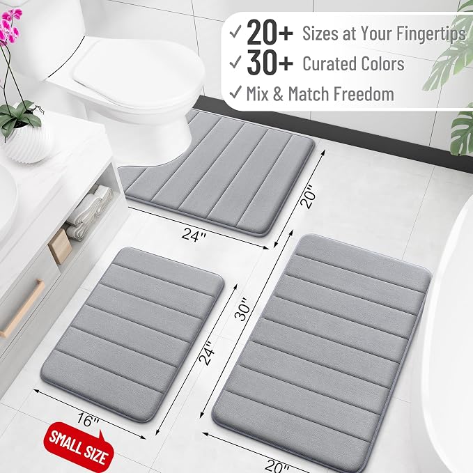 OLANLY Memory Foam Bath Mat 36x24, Super Soft Absorbent Bathroom Rugs, Quick Dry - Image 2