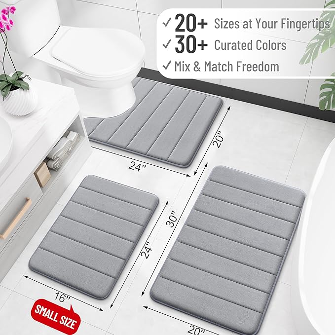 OLANLY Memory Foam Bath Mat 35x16, Super Soft Absorbent Bathroom Rugs, Quick Dry - Image 2