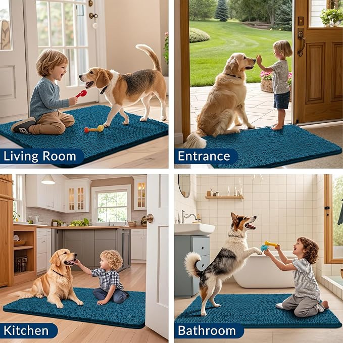 Smiry Dog Door Mat for Muddy Paws 47x20, Absorbent Dirt Trapper, Non-Slip - Image 7
