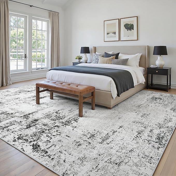 Area Rugs 9x12 Living Room: Large Modern Abstract Washable Rug Soft Indoor Anti - Image 3