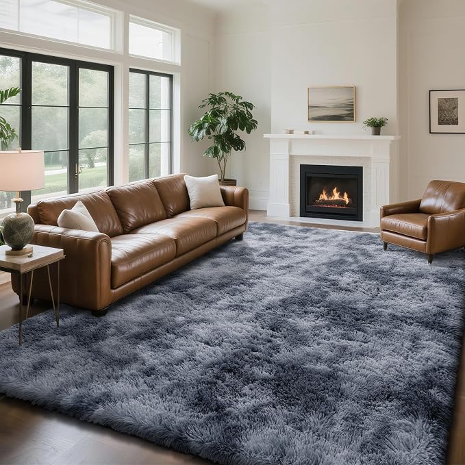 yongyangjuxin Fluffy Rug Shag Area Rug, Mottling Dark Grey 6x9 Area Rugs by Yongyangjuxi