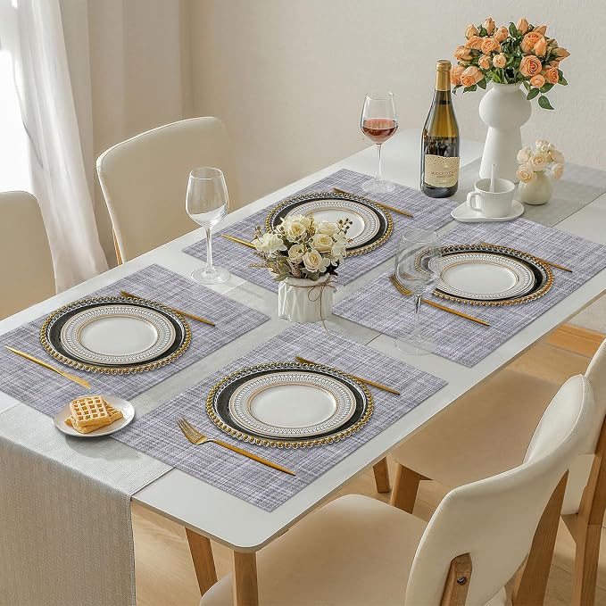 Vinyl Placemats Set of 6, PVC Woven Washable Non-Slip Table Mats, Heat - Image 7