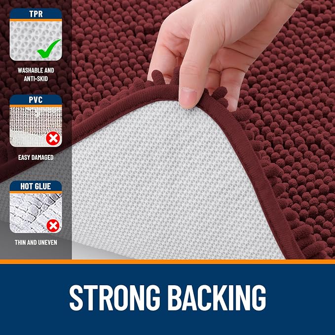 OLANLY Bathroom Rugs 34x21, Extra Soft Absorbent Chenille Bath Rugs, Rubber - Image 6