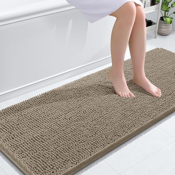 OLANLY Bathroom Runner Rugs 59x24, Soft Absorbent Chenille Bath Rugs, Rubber by OLANLY