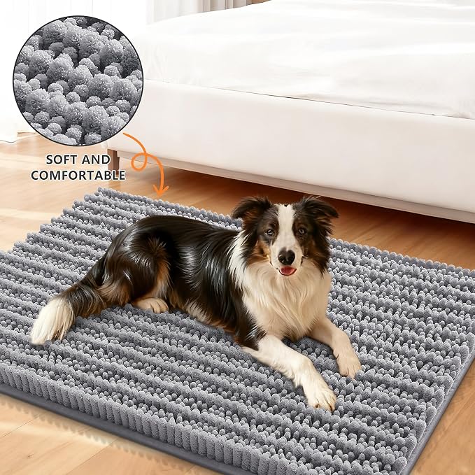 Smiry Dog Door Mat for Muddy Paws 47x20, Absorbent Dirt Trapper, Non-Slip - Image 2
