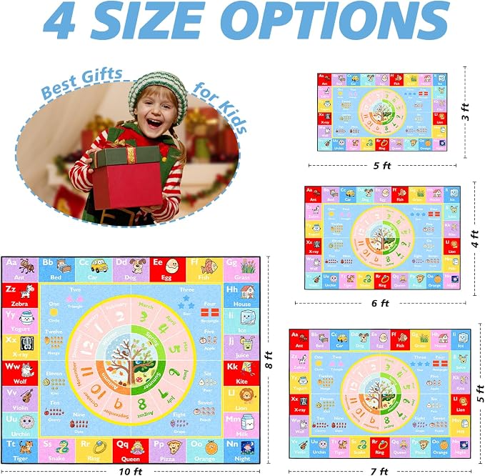 ABC Kids Rug for Playroom, 3x5 ft Alphabet Small Classroom Rug, Non-Slip - Image 2