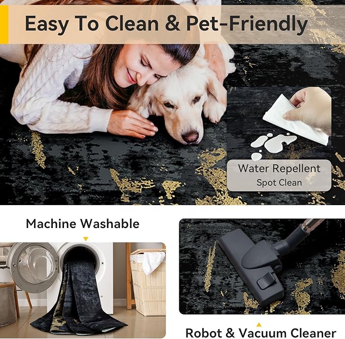 RELEANY Washable Area Rugs 4ft Non-Slip Modern Abstract Soft - Image 4