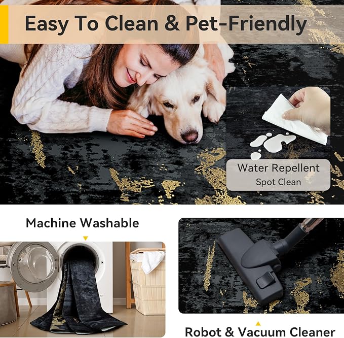 RELEANY Washable Area Rugs 9'x12' Non-Slip Modern Abstract Soft - Image 5