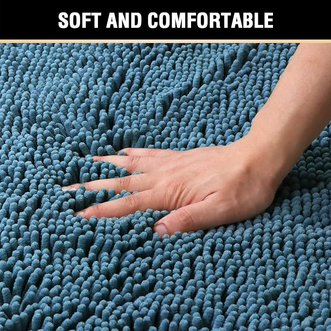 H.VERSAILTEX 20" X 32" Chenille Shaggy Bath Rug, Door Mat, Efficient Water - Image 4