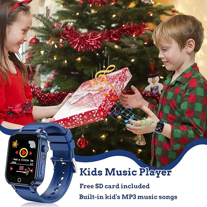 Goodatech Smart Watch for Kids 4-12 Years Boys Girls, 26 Puzzle Games,Camera,Video Music Player,Pedometer,Flashlight,Alarm Clock, Learning Education Toys Gifts (Blue)