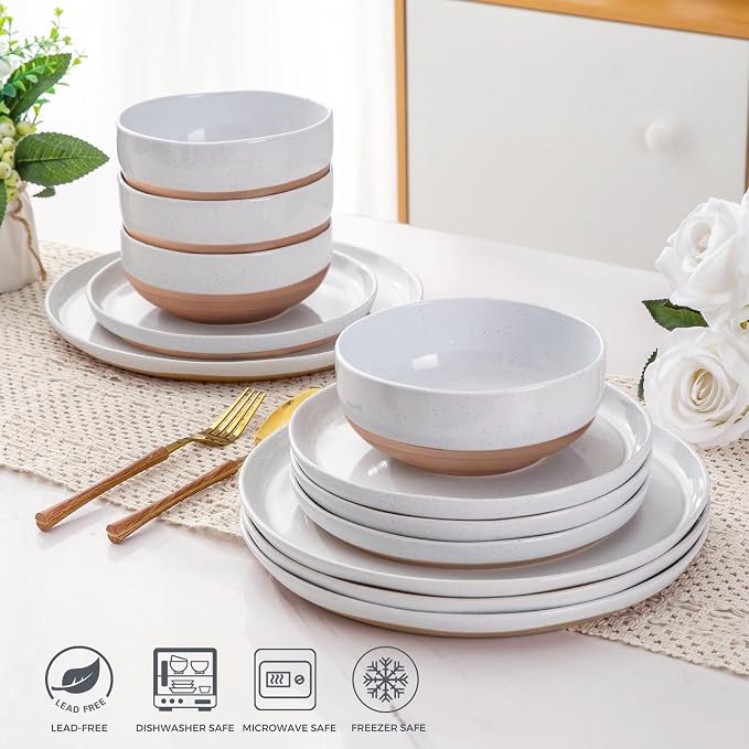 AmorArc Dinnerware Sets for 8, 32 Pieces Ceramic Plates and Bowls Set | Scratch - Image 5