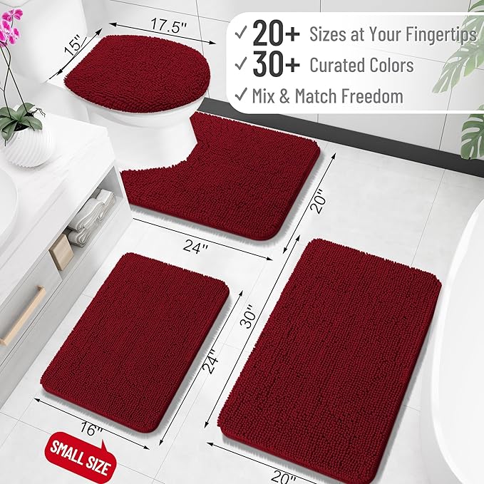 OLANLY Bathroom Rugs 30x20, Extra Soft Absorbent Chenille Bath Rugs, Rubber - Image 2